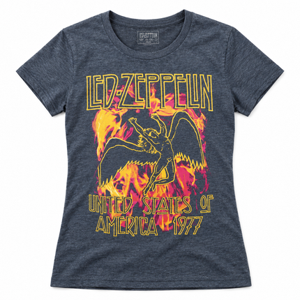 Led Zeppelin Fire log Graphic T shirt