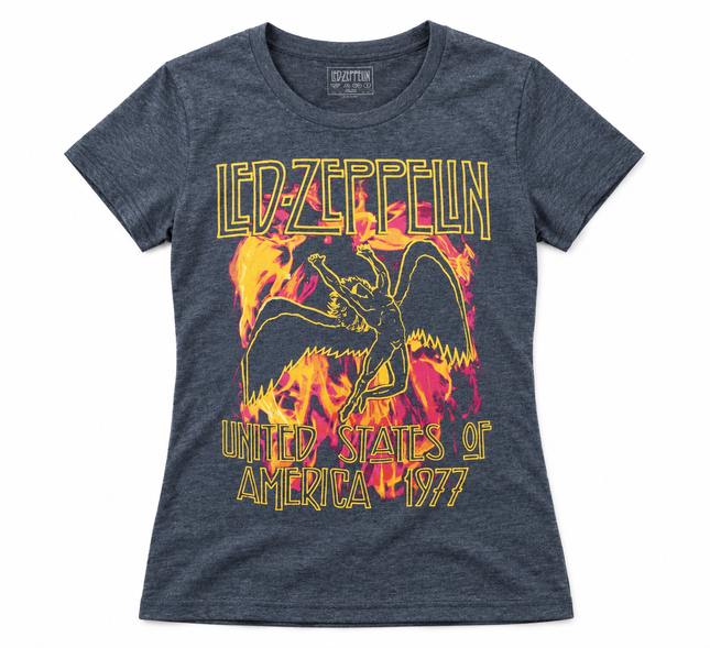 Led Zeppelin Fire log Graphic T shirt