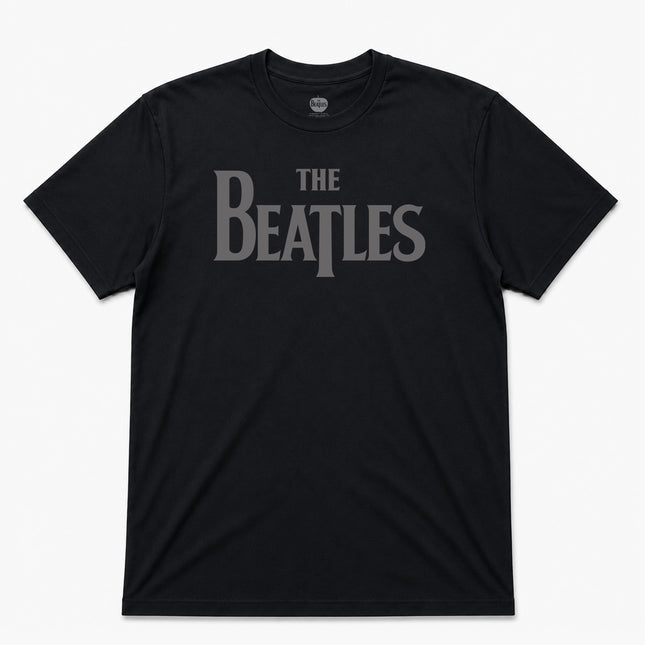 The Beatles Mens Distress Logo T Shirt Black